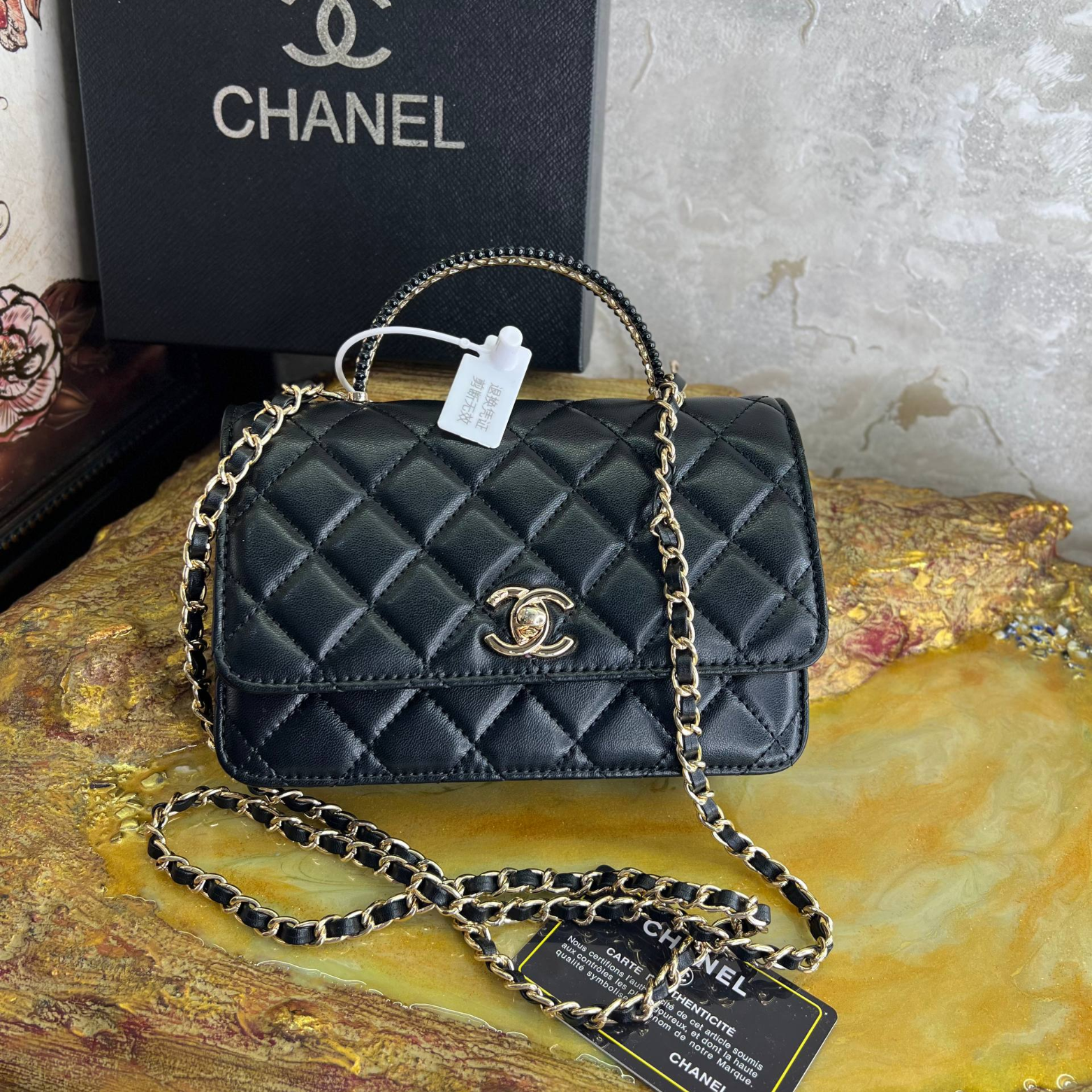 CHANEL TOP HANDLE FLAP BAG